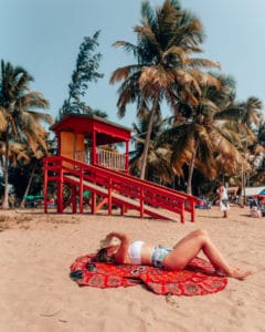 red lifeguard stand