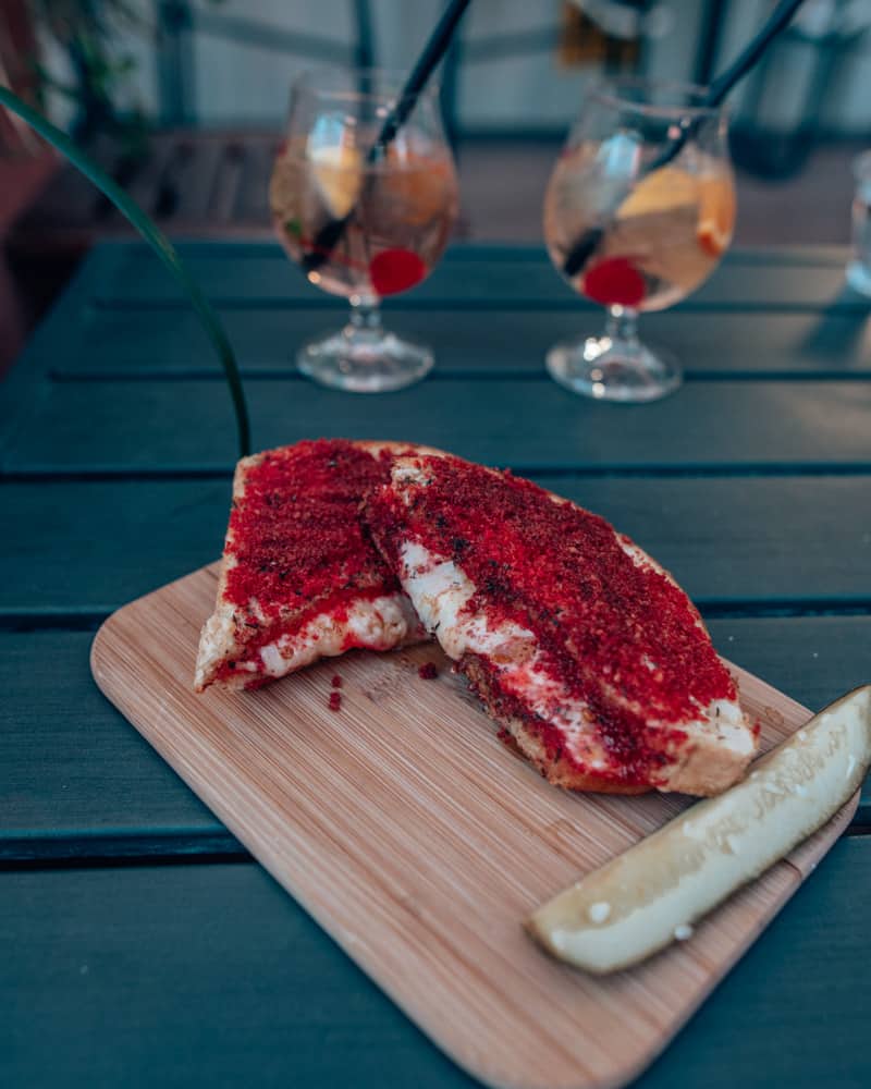 grilled cheese on a cutting board