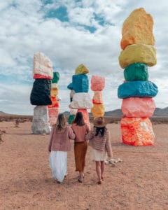 girls walking at seven magic mountains