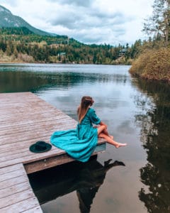 sitting on dock at lake