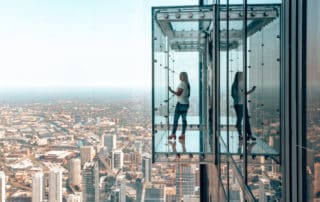 girl at Sky Deck Window