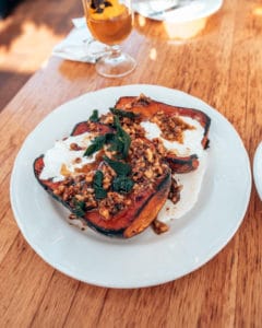 grilled squash on restaurant table