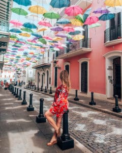 Street lined with Umbrellas